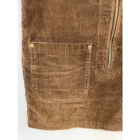 Vtg Alaska Blue Corduroy Zip Front Jumper Dress 100% Cotton Midi Brown Womens L - Picture 2 of 8